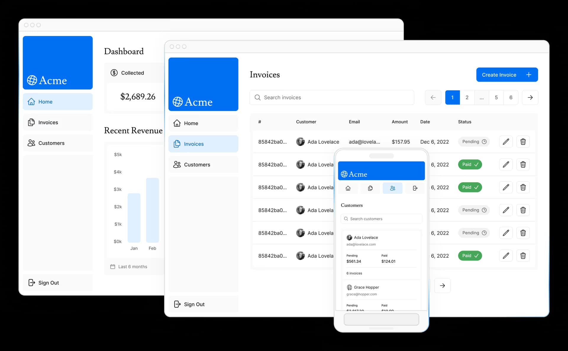 Next.js dashboard